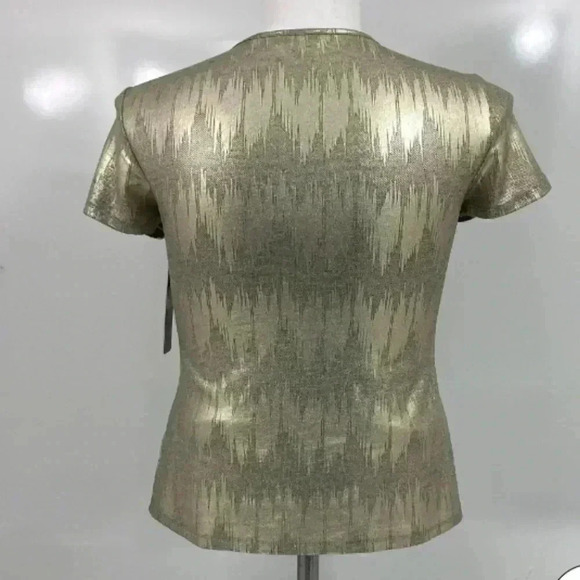 💙🐾BEBE metalic gold short sleeve square neck top - Picture 4 of 6